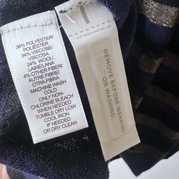 NEW LOFT Womens L Blue Metallic Stripe Cardigan Sweater Button Front Long Sleeve - Picture 8 of 11